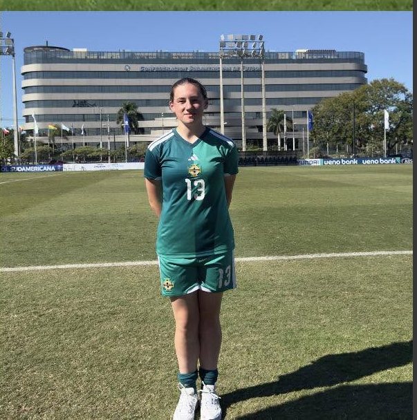 Rosa in her Northern Ireland U16 kit in Paraguay